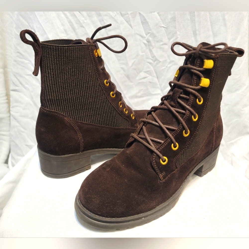 Cole Haan Camea Womens Boots Waterproof Combat Boot II Dark Brown Sz 7.5 B